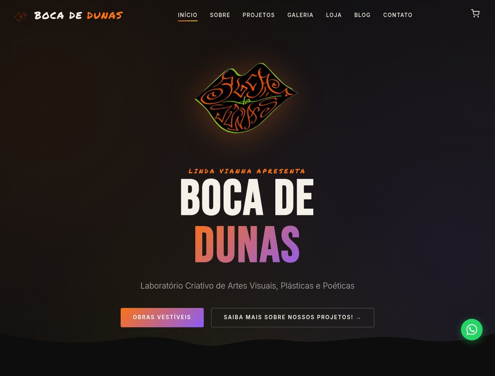 Página inicial do site Boca de Dunas