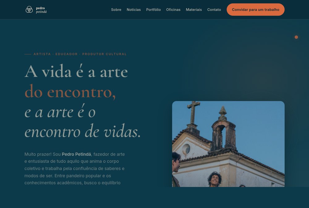 Página inicial do site de Pedro Petindá